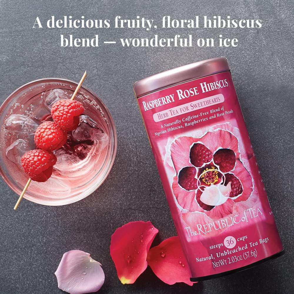 The Republic of Tea The Republic of Tea Citizens Favorite Hibiscus Herbal Teas - Natural Hibiscus and Raspberry Rose Hibiscus Tea Bundle 36 Count Tea Bags Each