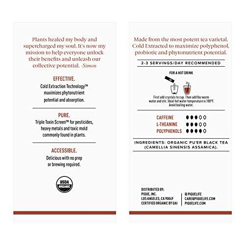 PIQUE Pique Organic Fermented Black (Ripe) Pu\'er Tea - Support Healthy Metabolism, Digestion - 28 Single Servings (1 Pack)