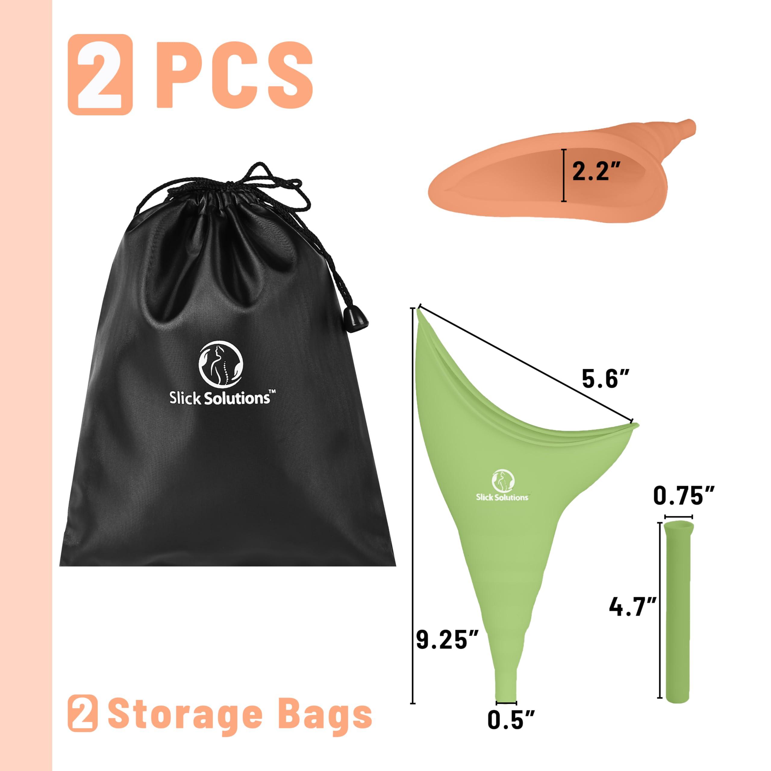 Slick Solutions Slick- Female Urination Device, 2 pcs, Female Urinal, Urinal for Women, Pee Funnel for Women, Womens Pee Funnel, Portable Urinal for Women, Female Pee Funnel, Womens Urinal Funnel, Womens Urinal