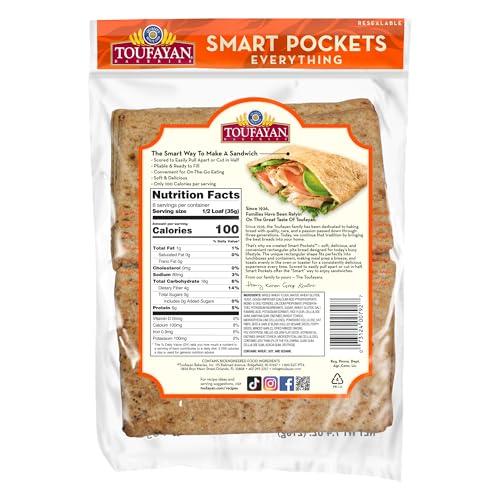 Toufayan Bakeries Toufayan Everything Smart Pockets Pita Bread | Naturally Vegan (3 Pack, 18 Pitas Total)