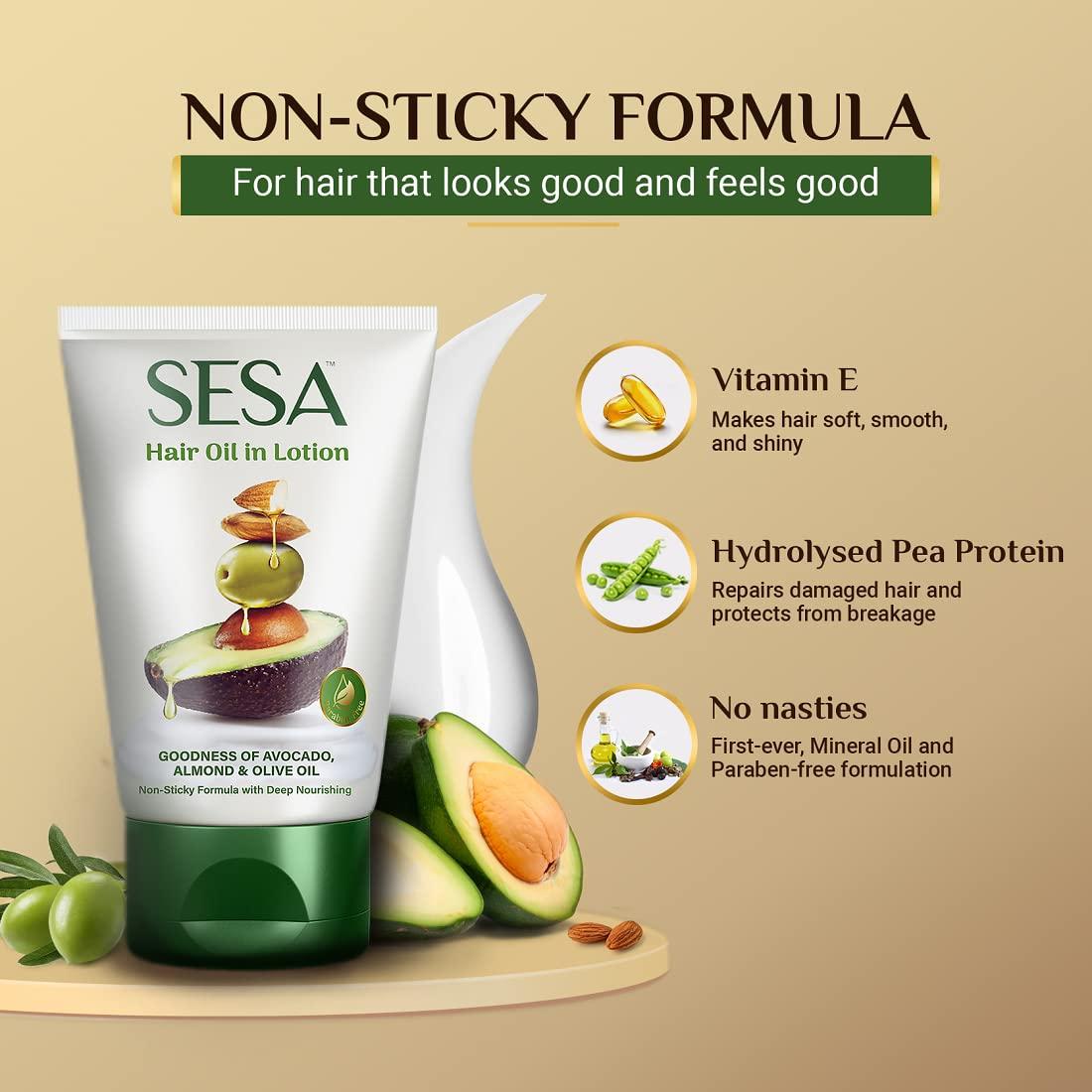 sesa sesa Hair Oil in Lotion Non-Sticky Oil Replacement Bhringraj & 17 Ayurvedic Herbs with 7 Nourishing Oils & Vitamin E All Hair Types NO Mineral Oil 100 ml (Pack of 1) Hair Oil in Lotion 100ml