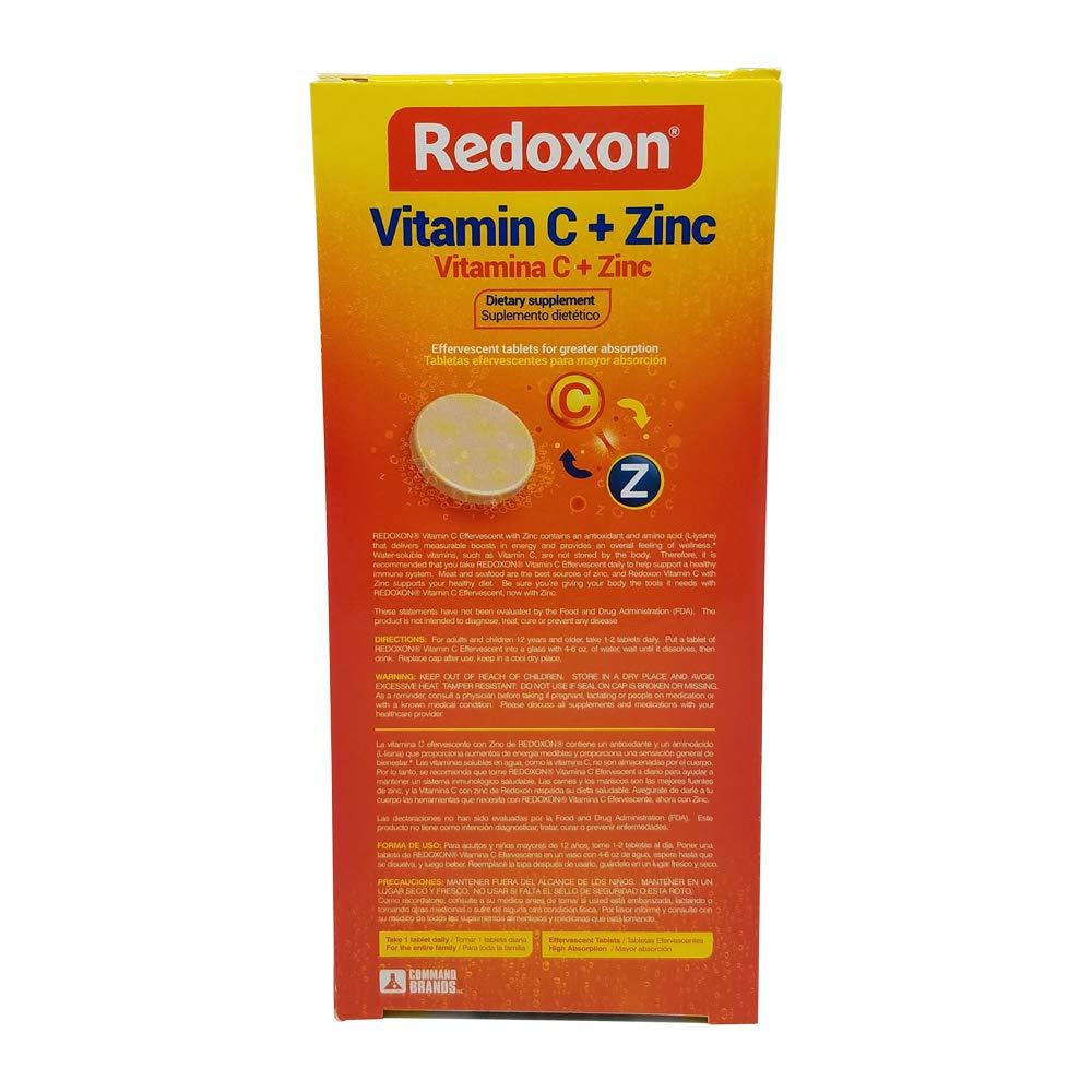 Redoxon Redoxon Vitamin C Tablets | Orange Flavor, Effervescent Double Action Supplement of Vitamin C and Zinc for Immune System Support, Healthier Lifestyle, and More Energy; 3-Pack of 20 Tablets