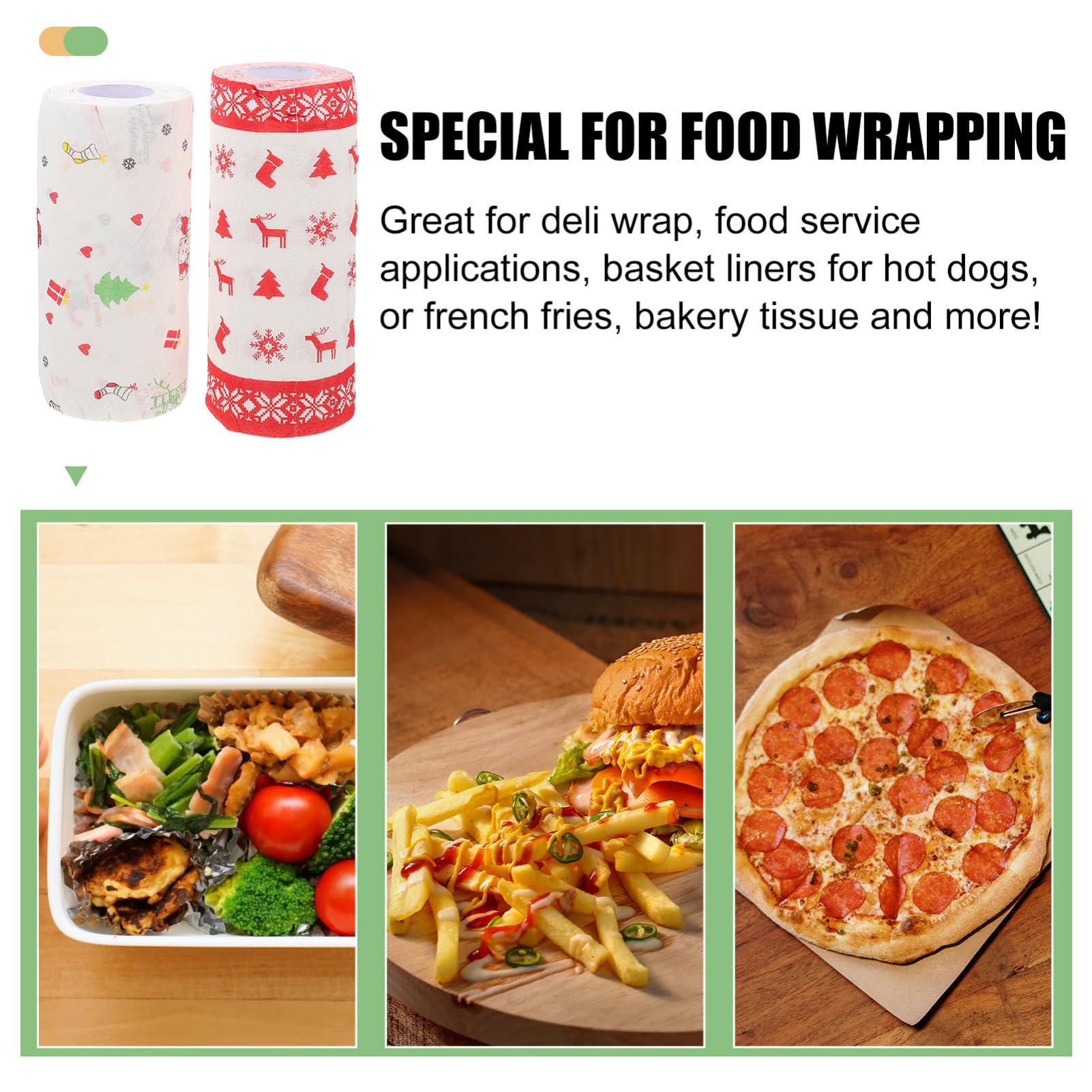 Angoily Angoily Food Paper Sheets, 10 Rolls Christmas Baking Fried Food Paper Food Basket Liners, Sandwich Paper Wraps