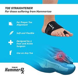 Tuli's Tuli's HammerRx, Adjustable Hammer Toe Straightener and Corrector for Proper Toe Alignment and Pain Relief, One Size Fits All