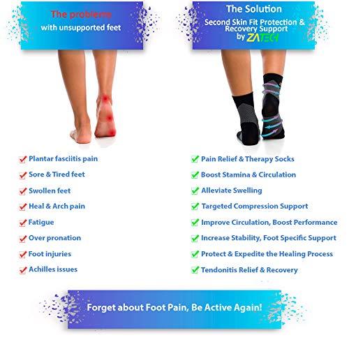 ZaTech ZaTech Plantar Fasciitis Sock, Compression Socks (White/Black, Large)
