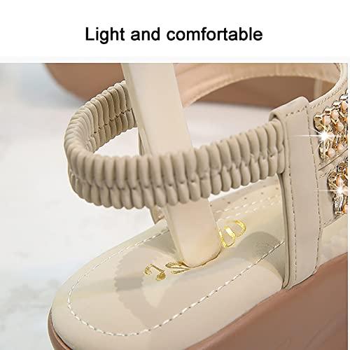 CLSQLXYJZC Summer Round Toe Sandals for Women, Fashion Platform Wedge Rhinestone Women's Orthopedic Bunion Corrector Sandals, for Soft Big Toe Foot Correction Sandal ( Color : Brown , Foot length : 25.5cm )