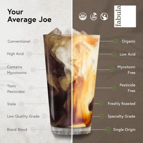 Fabula Fabula Coffee Decaf Medium Roast Whole Beans - Organic - Low Acid - Single Origin - Non-GMO - Mold Free - 12 Ounces