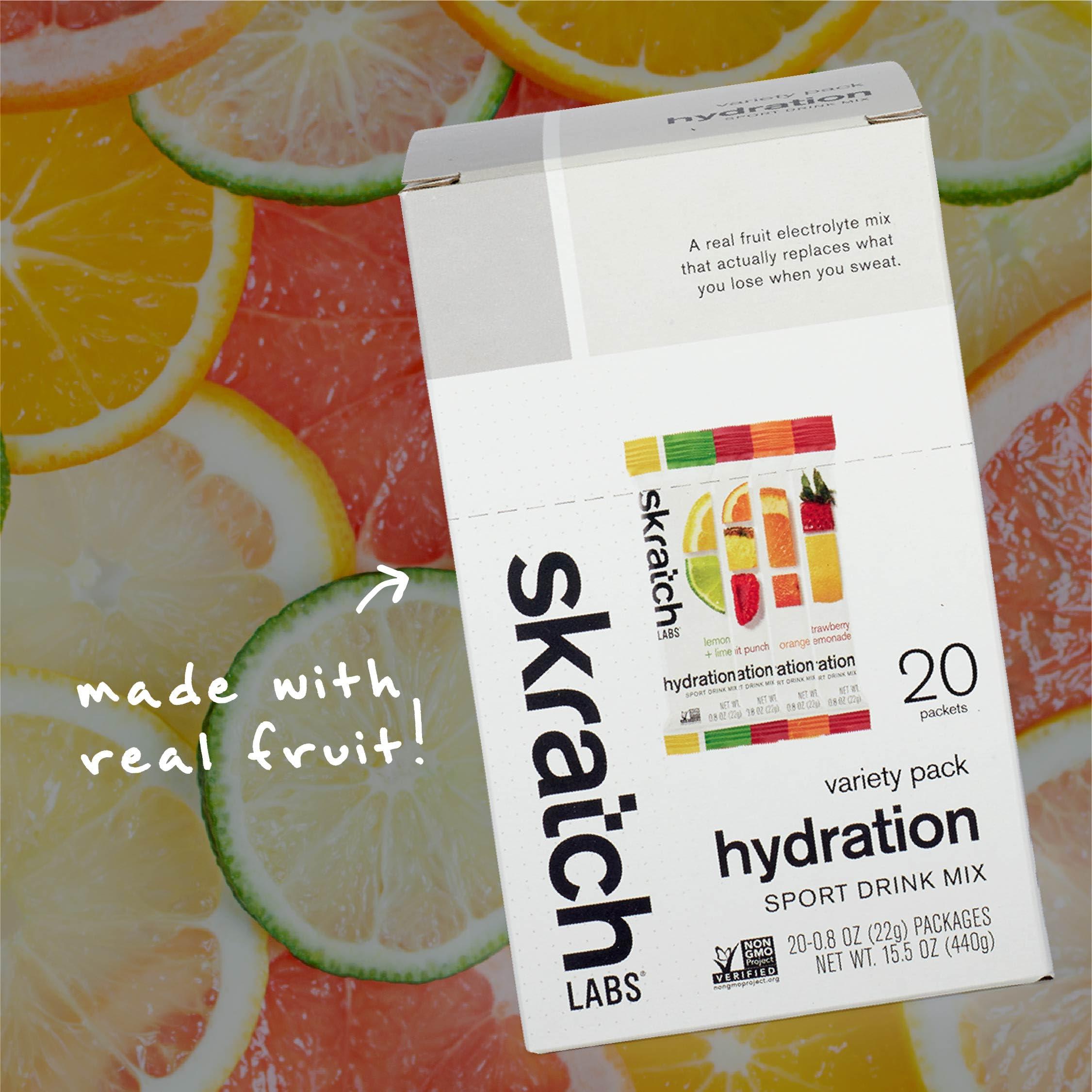 Skratch Labs Skratch Labs Hydration Packets Hydration Drink Mix, Variety Pack (20 Single Serving Packets) - Electrolyte Powder Developed for Athletes and Sports Performance, Gluten Free, Vegan, Kosher