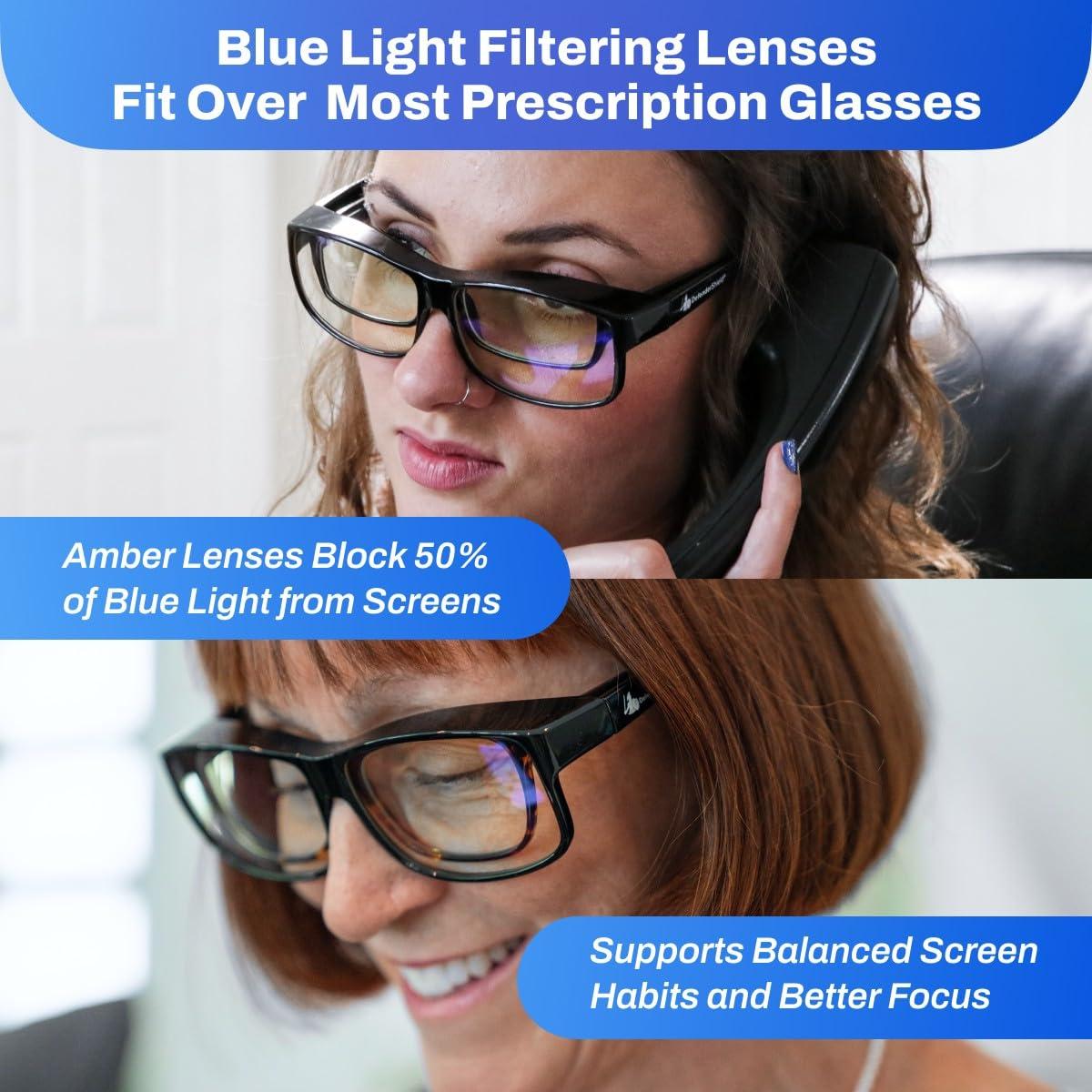 DefenderShield DefenderShield Premium Fit-Over Blue Light Blocking Glasses - Daytime - Yellow Tint to Block Harmful Blue Light from Gaming PC, Laptop and Smartphone Glare - Digital Eye Strain Protection