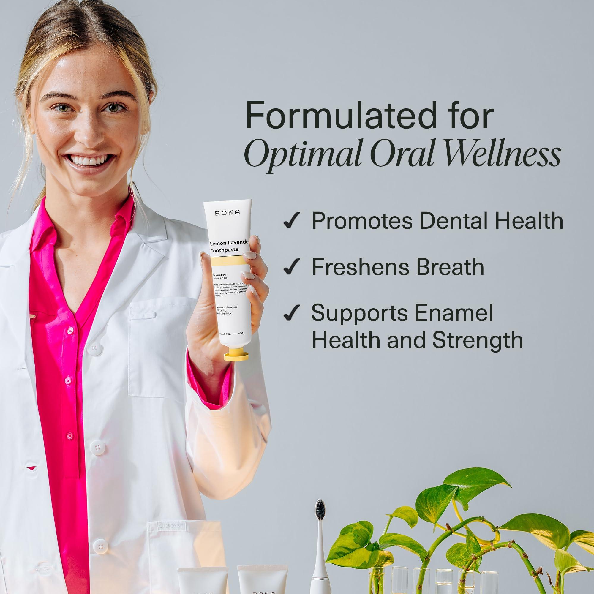 Boka Boka Fluoride Free Toothpaste Nano Hydroxyapatite, Helps Remineralize, Appropriate for Sensitive Teeth, Whitening - Lemon Lavender Flavor, 4oz 3Pk - US Manufactured