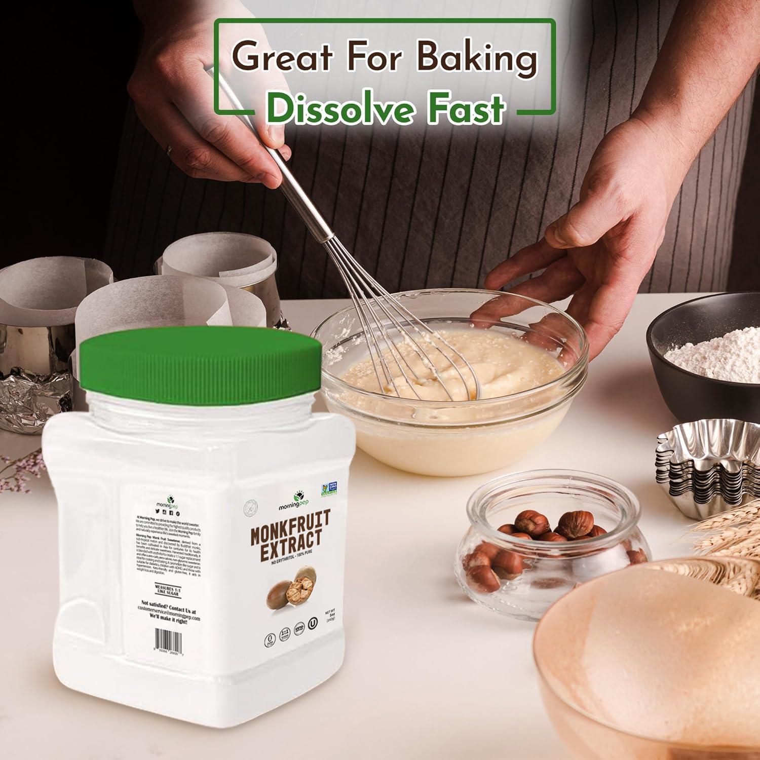 Morning Pep Morning Pep 100% Pure Monk Fruit extract sweetener, No Erythritol, Monkfruit Extract Powder, NON-GMO Project Verified, Keto Certified, OU kosher, No Fillers Zero Calories | Over 450 Servings | 5 oz