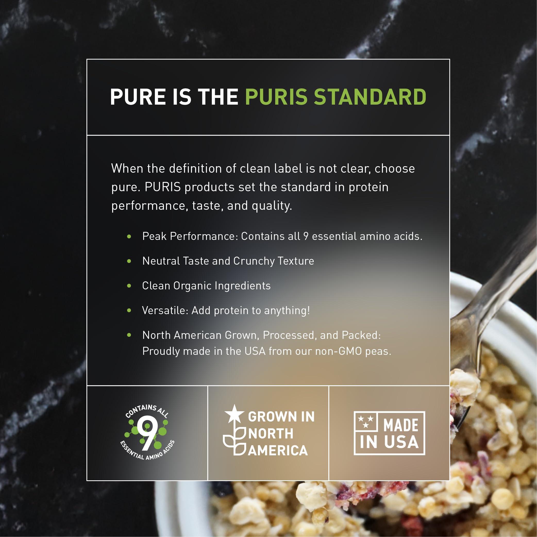 PURIS PURIS Organic Pea Protein Crisps, 1LB, Certified Organic Pea Protein Isolate, Keto Protein Crunch, Made 100% in The USA, Non-GMO, Gluten Free, No Sugar, No Soy, 18g Protein, 7g Carbs, Unflavored