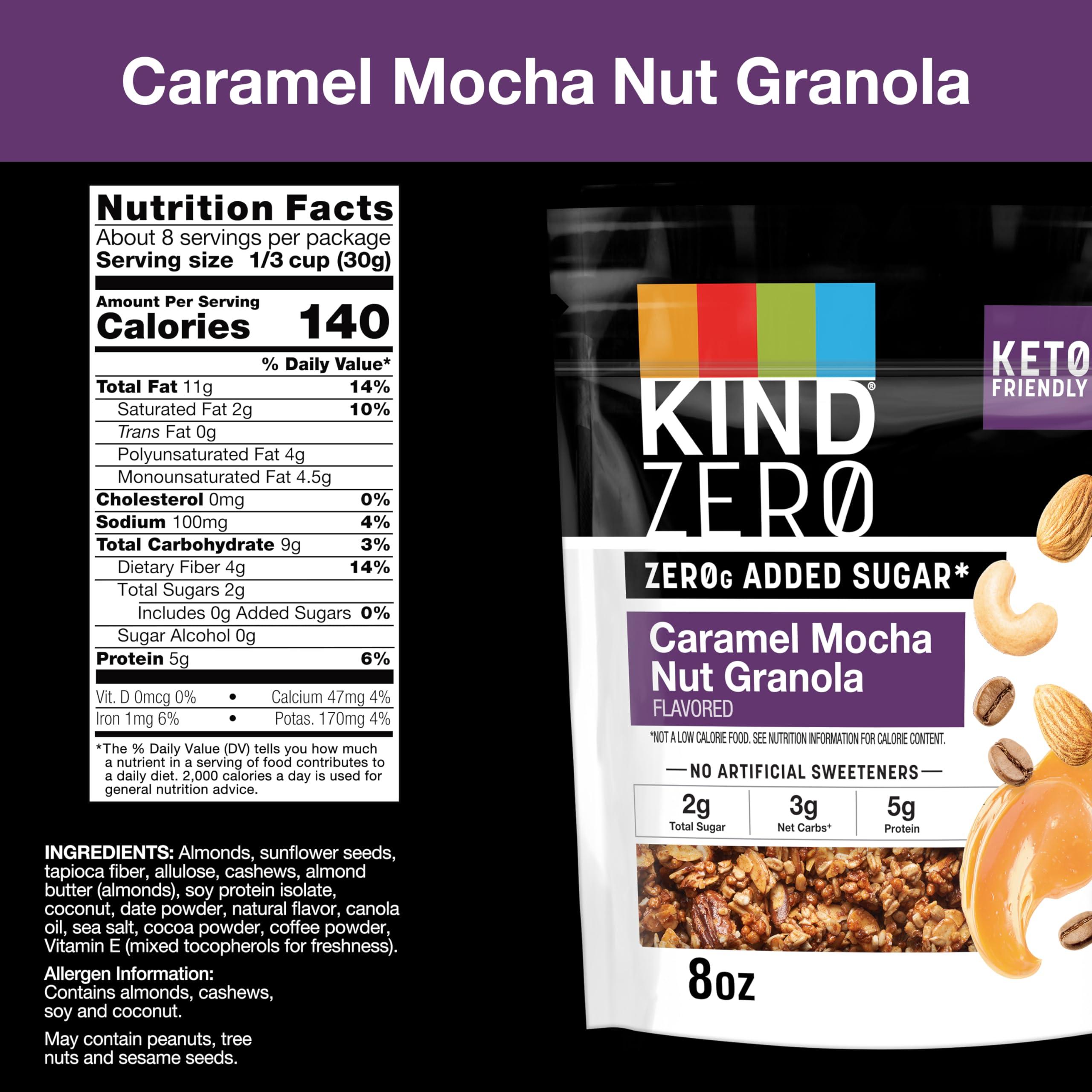 KIND KIND Zero Added Sugar Granola, Variety Pack, Apple Cinnamon Nut & Caramel Mocha Nut, Healthy Snacks, 5g Protein, Gluten Free, 2 Count