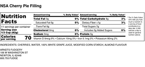 Amish Buggy Amish Pie Filling No Sugar Added Cherry - TWO 32 Oz Jars