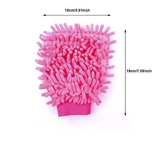 TopHomer TopHomer 5 Pcs Microfiber Gloves House Cleaning Auto Dusting Gloves for Plants House Cars Blinds Dusting Furniture and Small Objects (Pink)