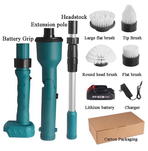 HYQFSAD Electric Spin Scrubber, Cordless Electric Cleaning Brush with 2-Speeds Adjustable Speeds and Extension Handle Portable Handheld Scrubber for Cleaning Bathroom, Window Tile Floor Tub & Shower ( Color :