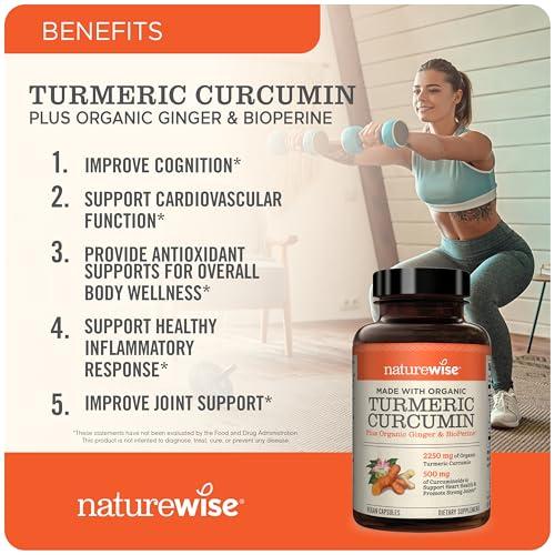 NatureWise NatureWise Curcumin Turmeric 2250mg with BioPerine & Vegan Vitamin K2 MK-7 100mcg and MK4 500mcg - 180 Count & 90 Softgels