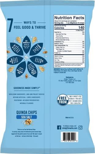 Simply 7 Simply 7, Quinoa Chips, Sea Salt, 3.5 Oz, 8 Pack, Non-GMO, Nut-Free, Vegetarian, Vegan Snack, Low Fat, Low Calorie, Plant-Based, Cholesterol Free