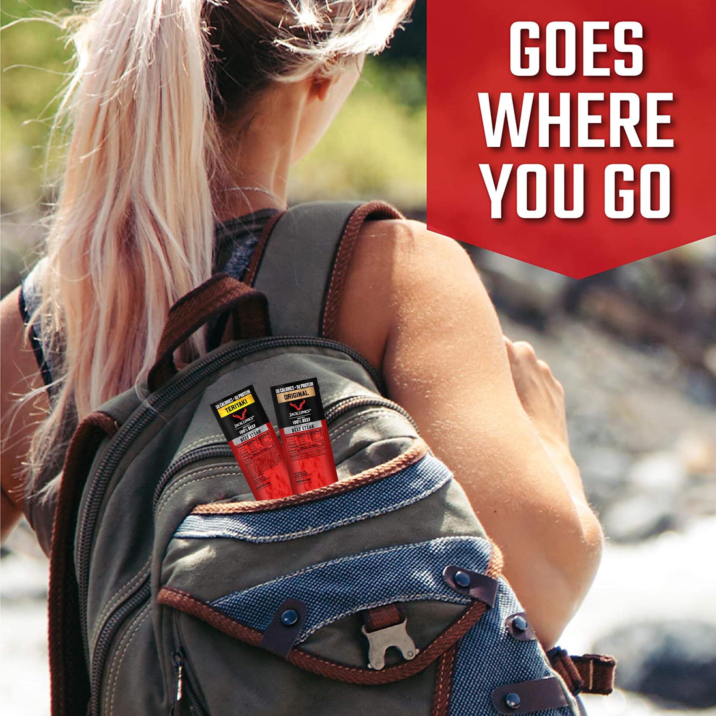 Jack Link\'s Jack Link\'s Premium Cuts Beef Steak, Original and Teriyaki Protein Snack, Meat Snack, Good Source of Protein, Made with 100% Beef, Individually Wrapped Bulk Snack Pack 0.8 Oz. (12 Count)