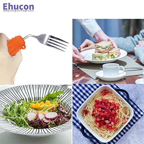 Ehucon Ehucon Adaptive Weighted Silverware Utensils Angled Fork for Hand Tremors Parkinsons,Weighted Utensils with Non-Slip Easy Grip Handles for Independent Eating(Left Hand,Orange,Pack of 1)