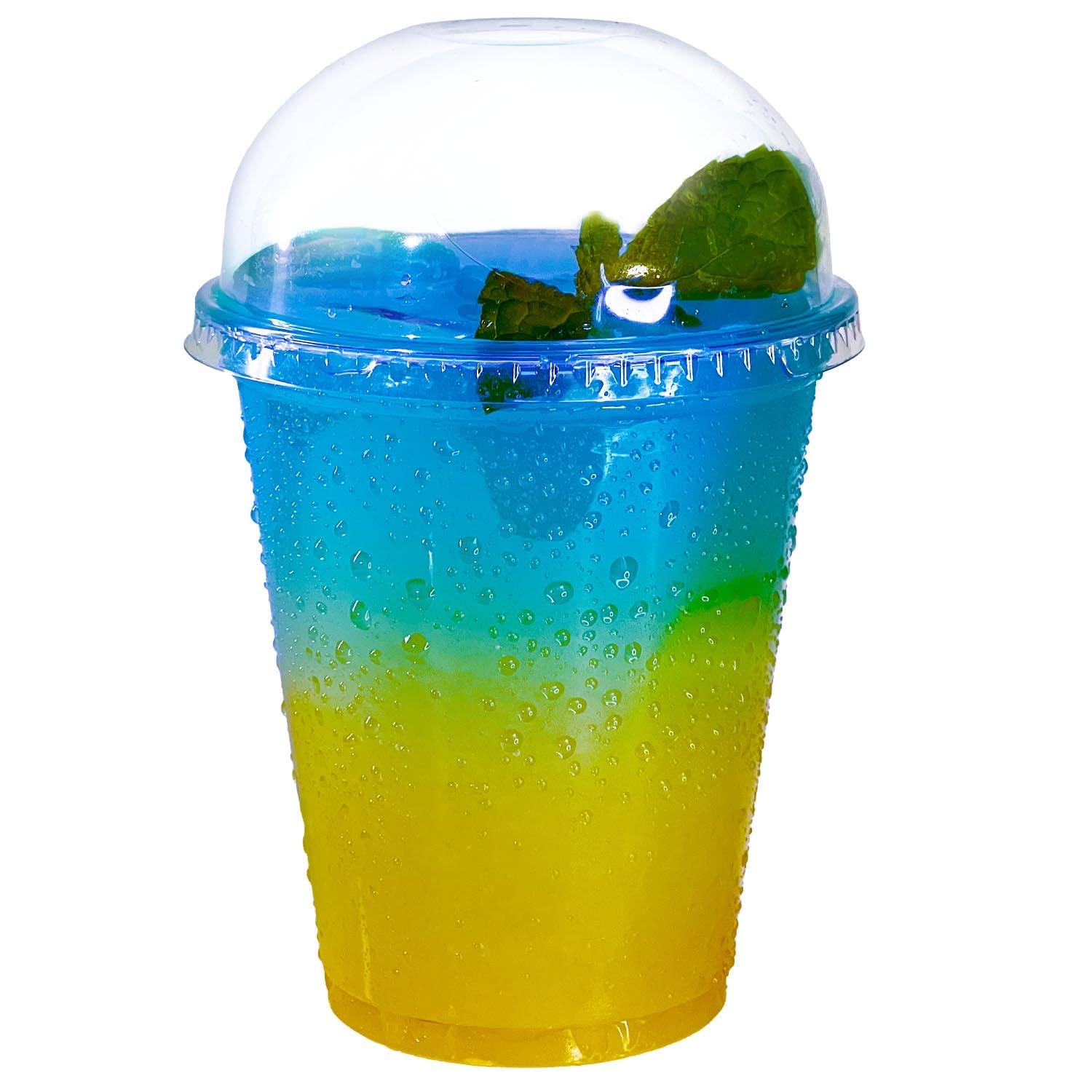 EcoQuality 12 oz Cups 300 Pack | Iced Coffee Go Cups and Dome Lids | Cold Smoothie | Plastic Cups with Dome Lids | Clear Plastic Disposable Pet Cups | Ideal for Coffee Parfait Juice Soda Cocktail Party Cups