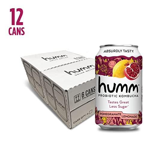 Humm Humm Kombucha Pomegranate Lemonade - Organic, Vegan & GMO-Free (12 Pack)