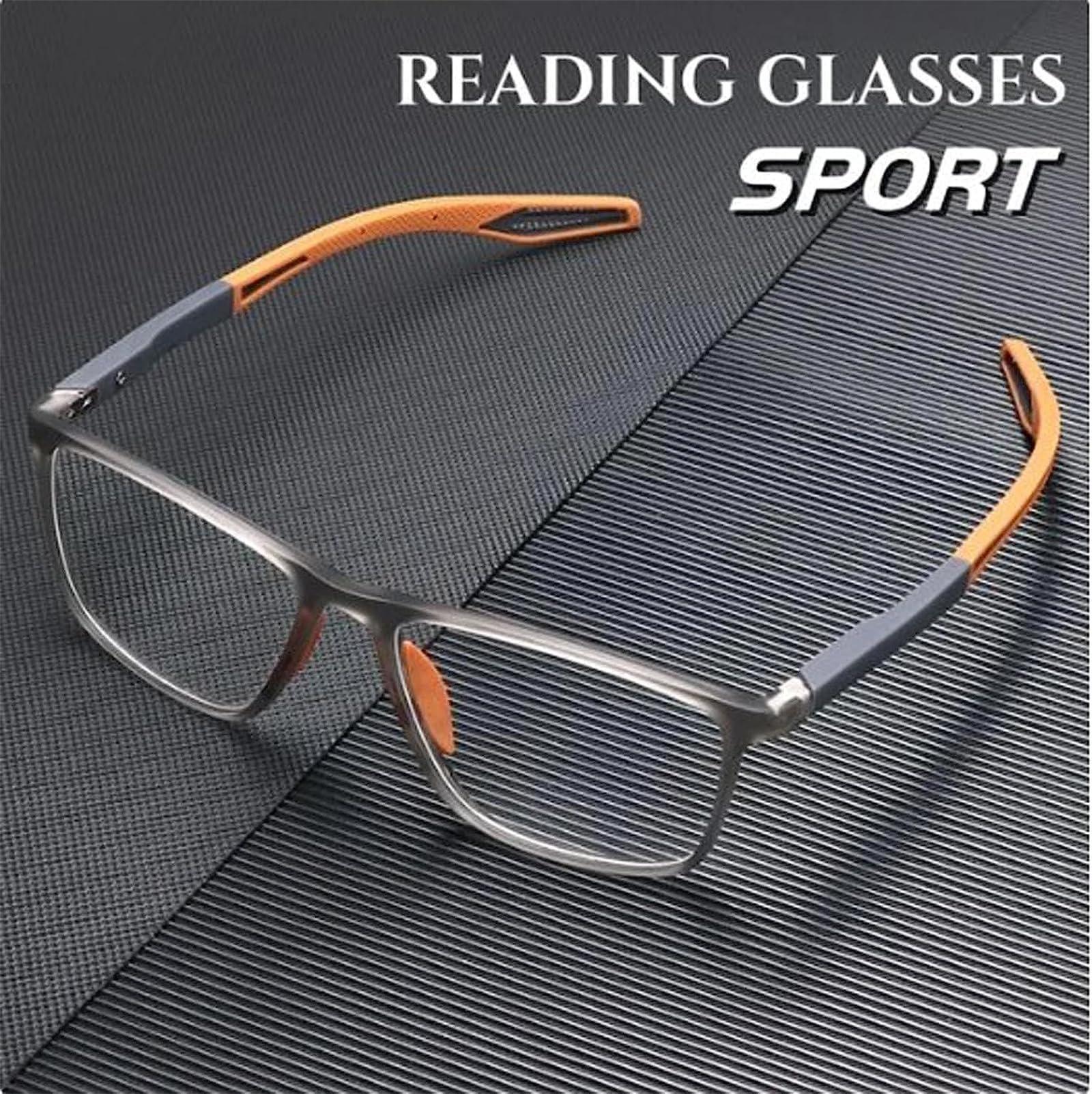 CUTULI CUTULI Manly Kicks Reading Glasses, Men\'s Sports Ultra-Light Anti-Blue Light Presbyopic Glasses, Portable Reading Glasses (3X,Blue)