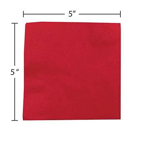 JAM Paper JAM PAPER Small Beverage Napkins - 5 x 5 - Red - 50/Pack
