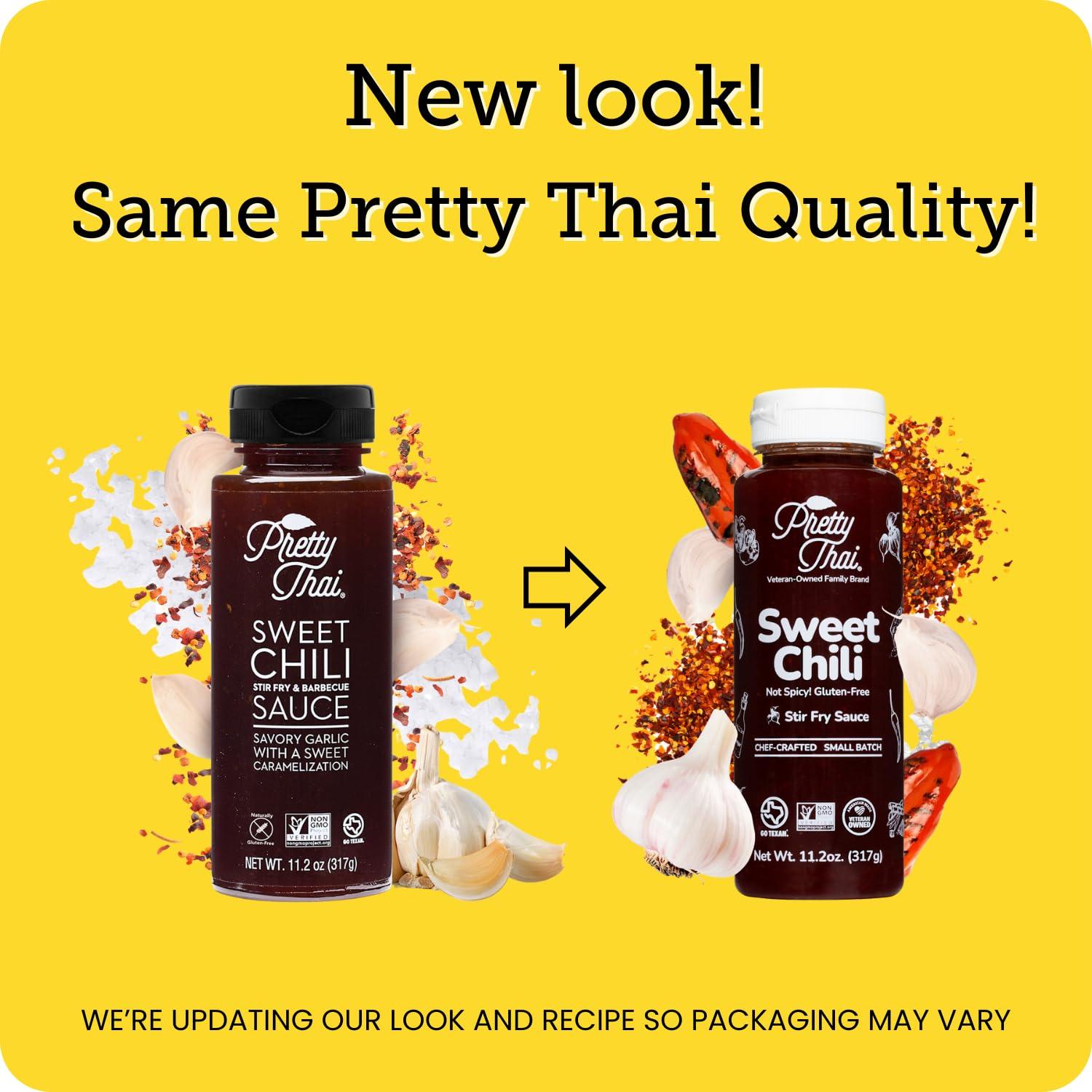 Pretty Thai Pretty Thai Sweet Chili Sauce, Gluten Free Certified Non-GMO Authentic Vegan Stir Fry, BBQ Condiment, Dipping Sauce, Rice Seasoning, 100% Natural (Pack of 6)