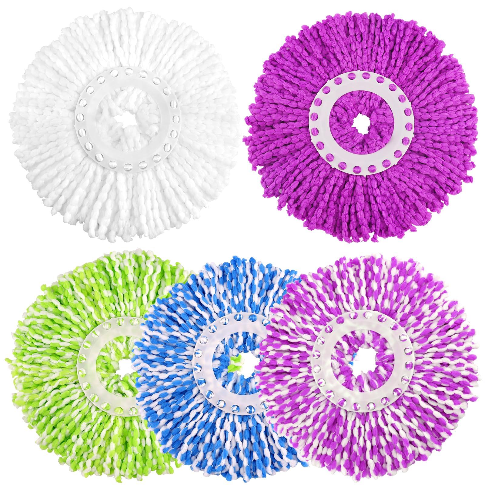 NICEMOVIC NICEMOVIC 5 Pack Spin Mop Replacement Head for 360 Spin Mop System, Round Shape Standard Universal Size Mop Head, Microfiber Spin Mop Refills Easy Cleaning and Machine Washable