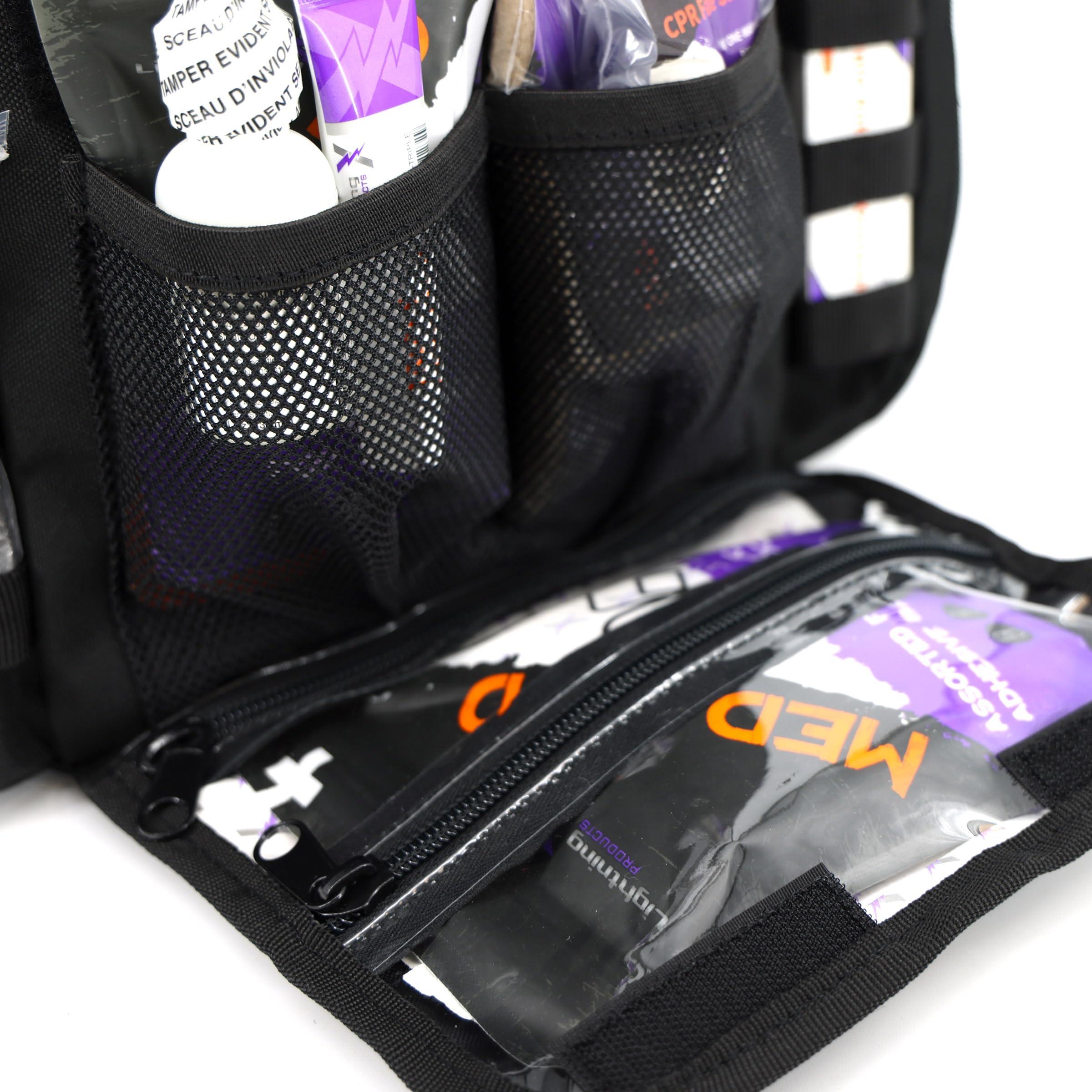 Lightning X Products Lightning X Fully Stocked Tactical Shoulder Sling Pack | MB15-SKA | First Aid Responder Medic Kit - BLACK
