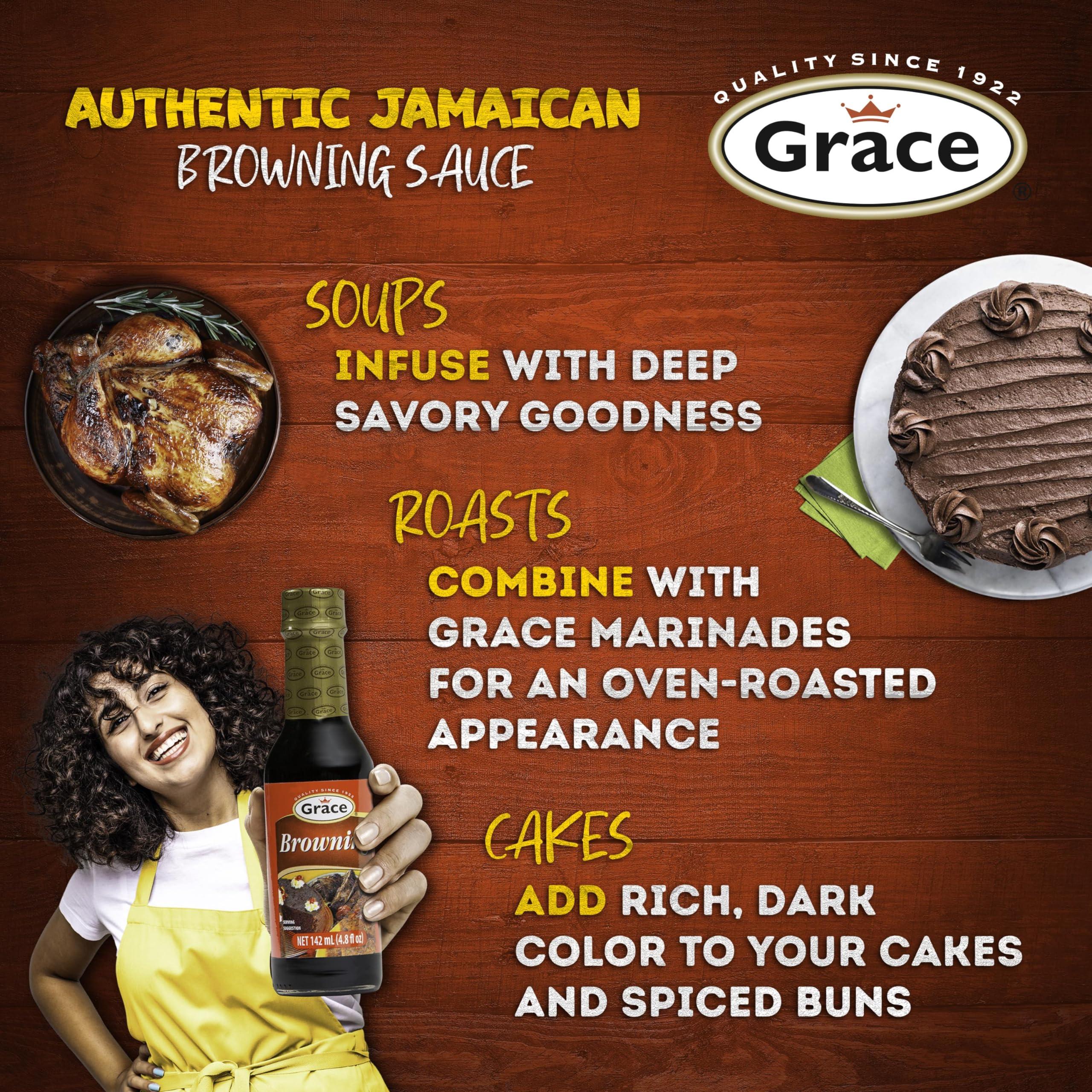 Grace Grace Browning Sauce Jamaican 4.8oz - 2 Pack Browning Sauce for Grilling & Baking Jamaican Food - Jamaican Seasoning Sauce for Beef Gravy Vegetarian Gravy Brown Gravy Sauce & Oxtail Seasoning Jamaican
