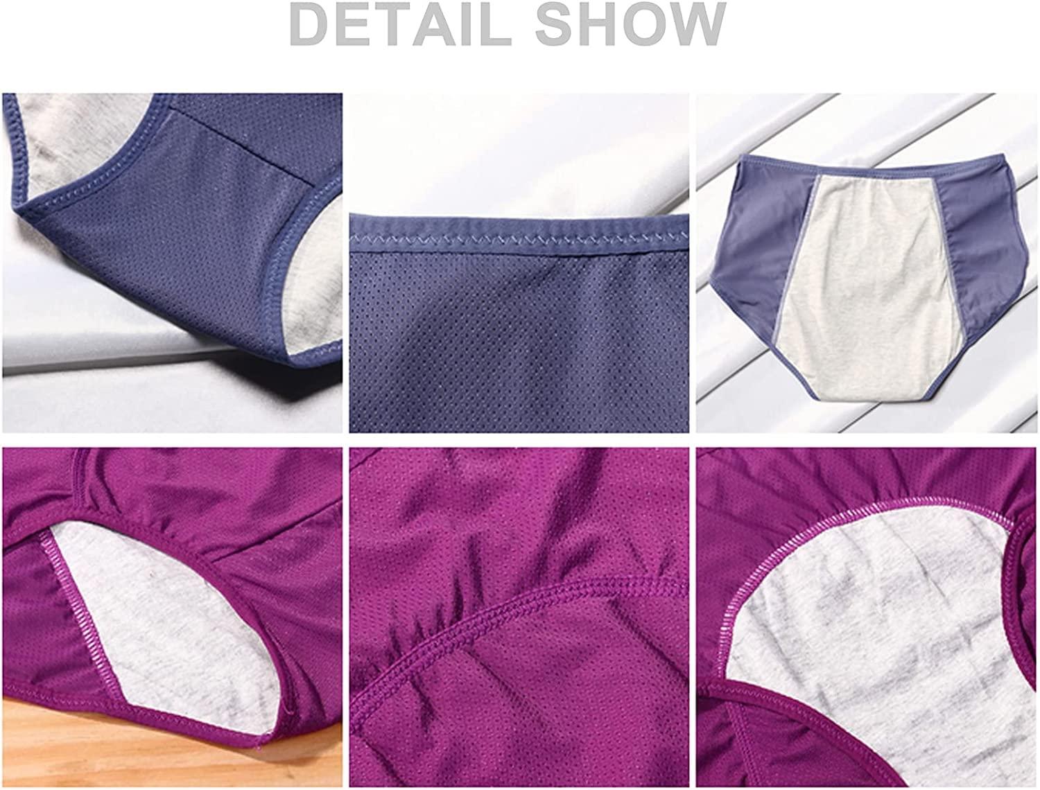 DACUN DACUN Daily Wearing Safety Certification Plus Size Women\'s Period Panties Cotton 3 Layer Leak Proof Menstrual Underwear Supersoft (Color : Multicolor B, Size : 4XL-4XLarge)