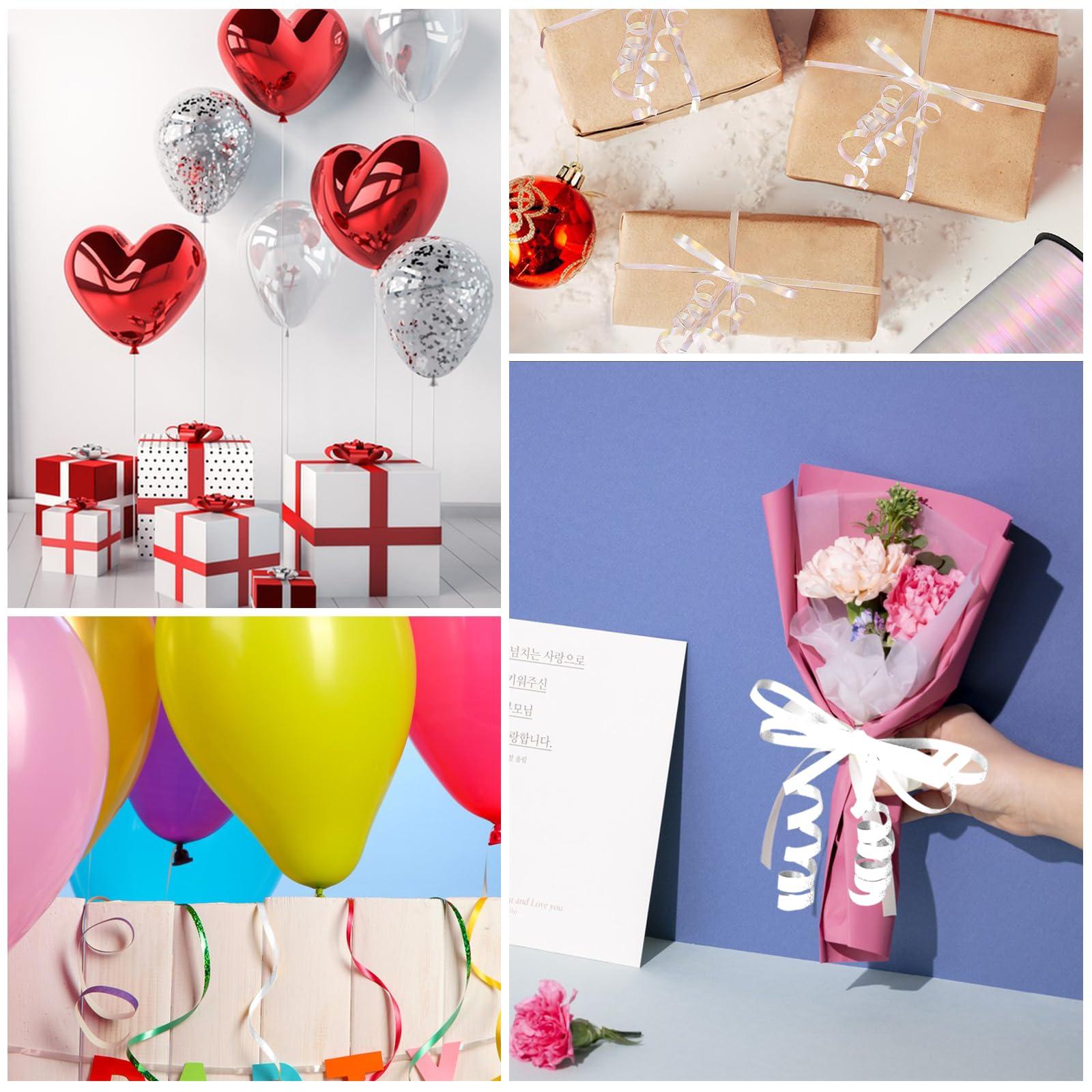 weizedm 500 Yard White Curling Ribbon,Iridescent White Ribbon,3/16\" Ribbon, Balloon Ribbon, Balloon String, Craft Decor Ribbon,for Florists, Flowers Decoration wrap