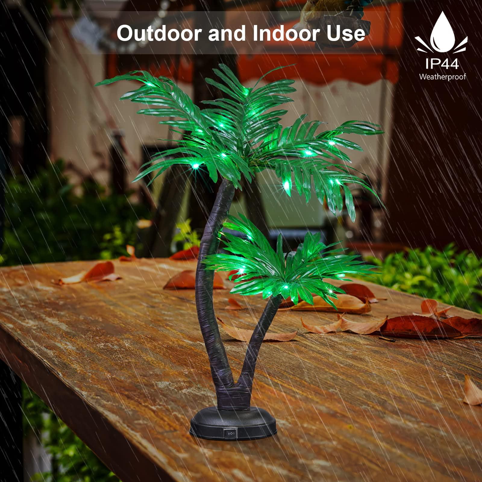 SPIRIT STAR CHRISTMAS CENTER 7FT Lighted Palm Tree and 24Inch Palm Tree Bonsai Light for Indoor Outside Tropical Tiki Hawaii Summer Christmas Decoration