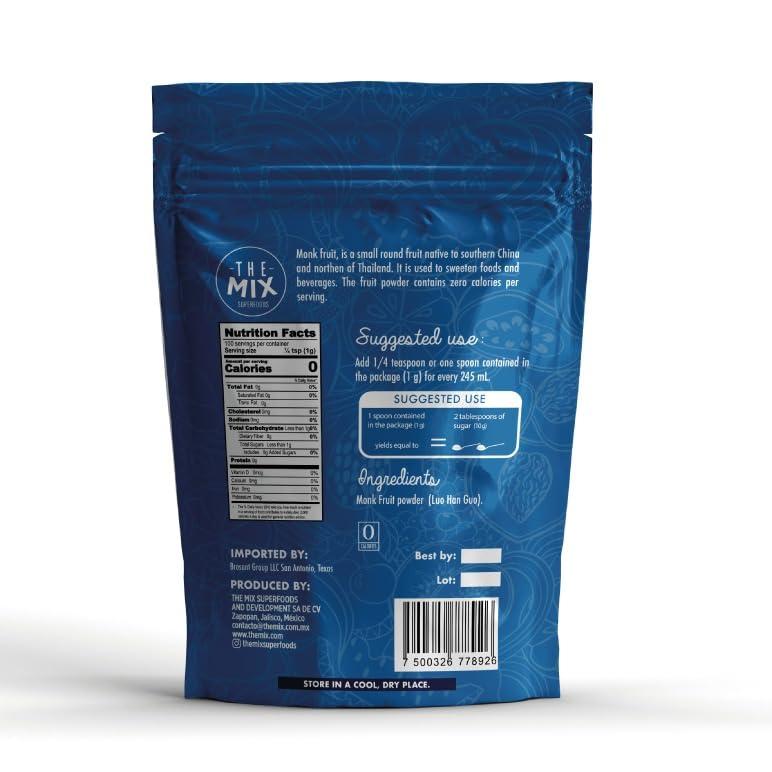 THE MIX SUPERFOODS The Mix Superfoods, Monk Fruit PURE, NO erythritol, NO artificial, JUST monk fruit 100% (100 g)