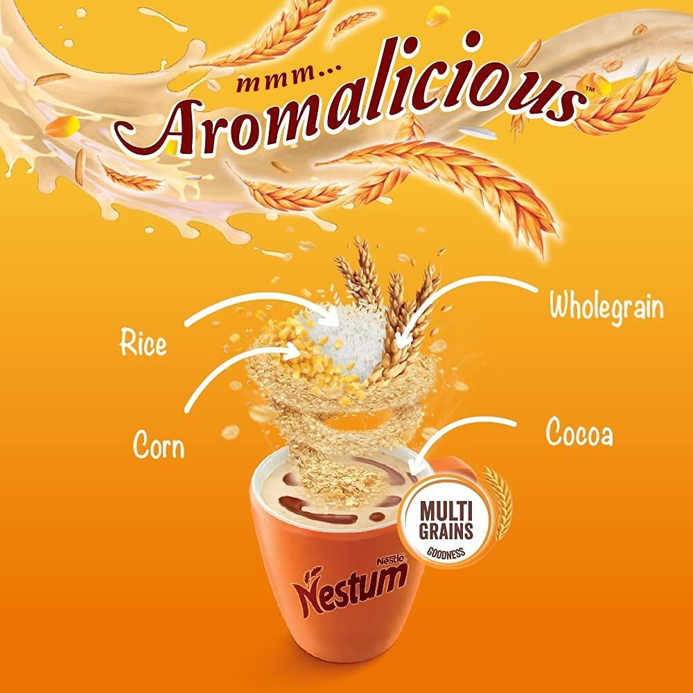 Nestle Nestum Nestum All Family 3-in-1 Instant Cereal Milk Drink and 1-Pack Nestle Cereal Snack Bundle (Milo or Koko Krunch or Honey Star, 30 g) - Low Fat Milk Cereal Made with Wholemeal Wheat, Rice & Corn Grits, Fortified with Vitamins (Chocolate, 15 Sachets)