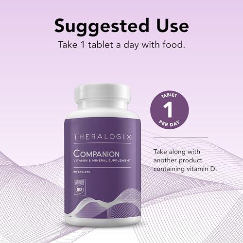 Theralogix Theralogix Companion Multivitamin & Mineral Supplement - 90-Day Supply - Supplement for Women & Men Without Iron, Vitamin D, or Vitamin K - B Vitamins, Zinc & Magnesium - NSF Certified - 90 Tablets