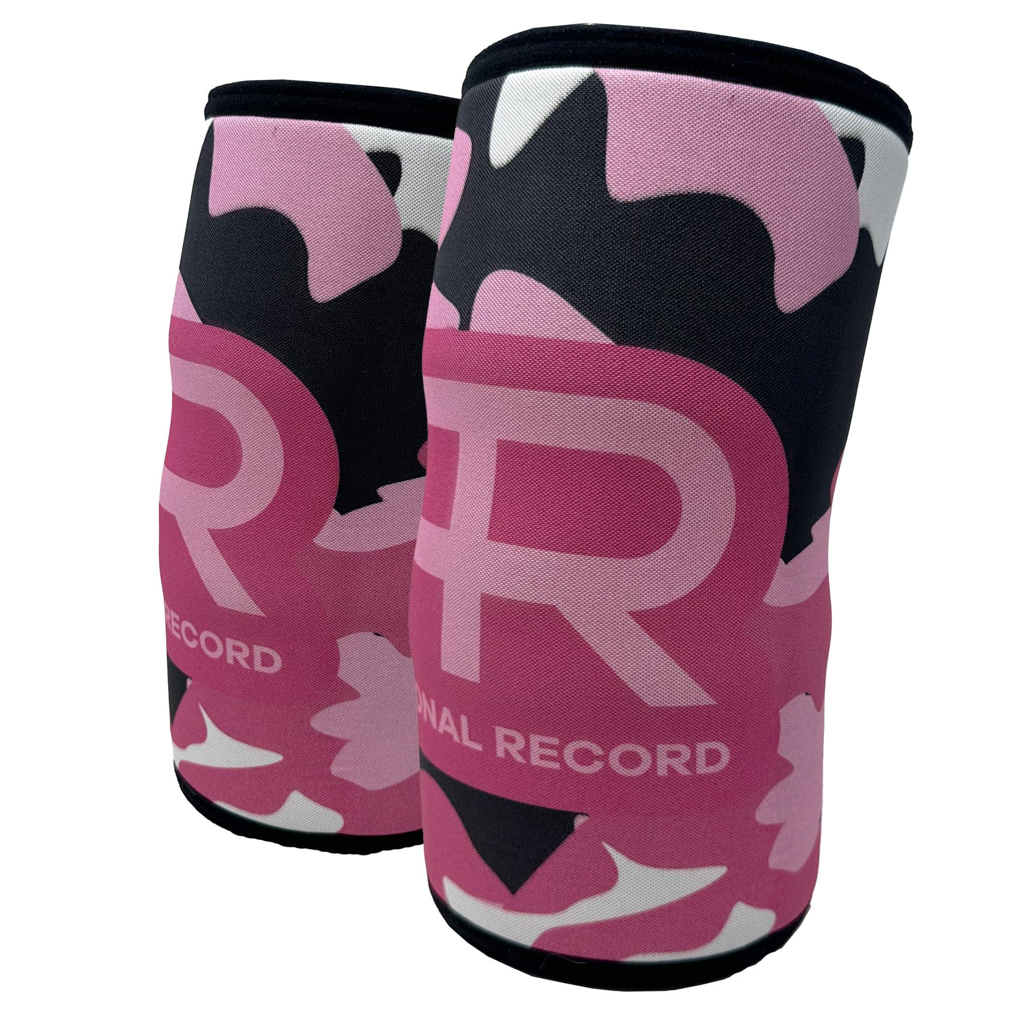 PR Personal Record PR Personal Record Premium Knee Sleeve for Weightlifting Powerlifting and Strength Training, Quality Neoprene Knee Sleeves Support in Pairs by Larry Wheels (Pink Camouflage, Medium)