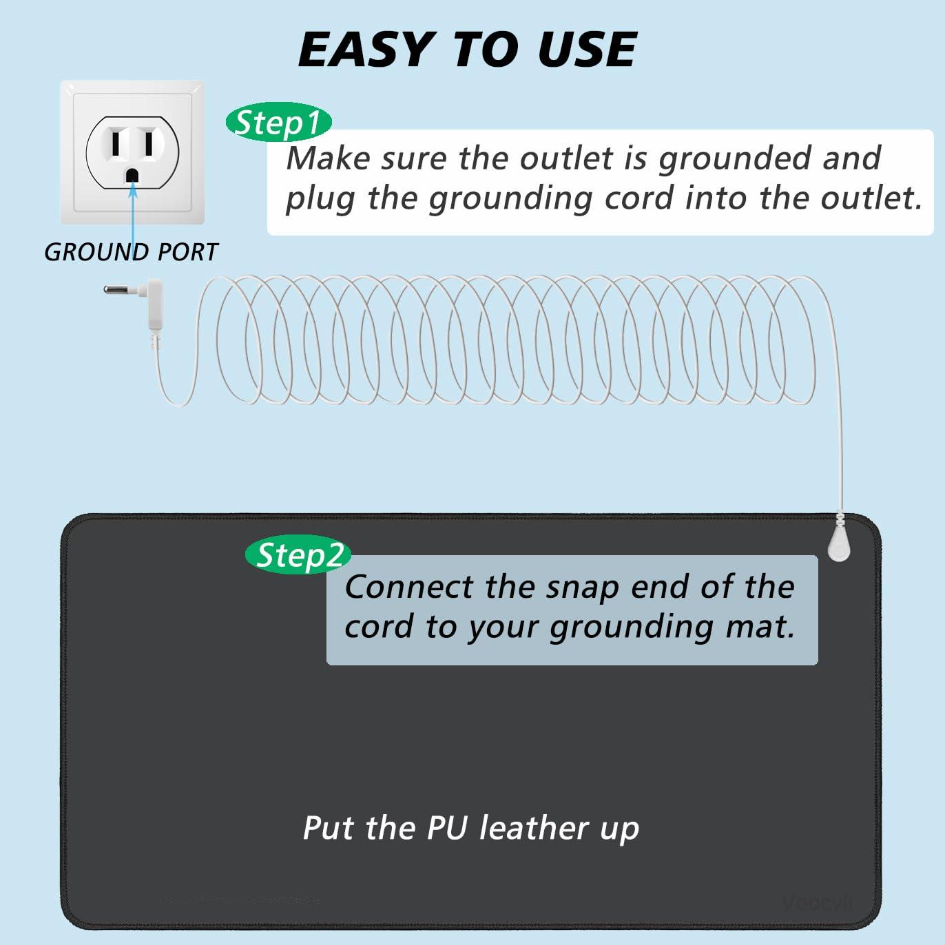 ATE Health Grounding Mat Kit -Universal Grounding Mat (10 x 26.7) for Healthy Grounding Energy with Grounding Wristband and 15ft Straight Cord,Indoor Grounding for Full Body Balance & Wellness Support