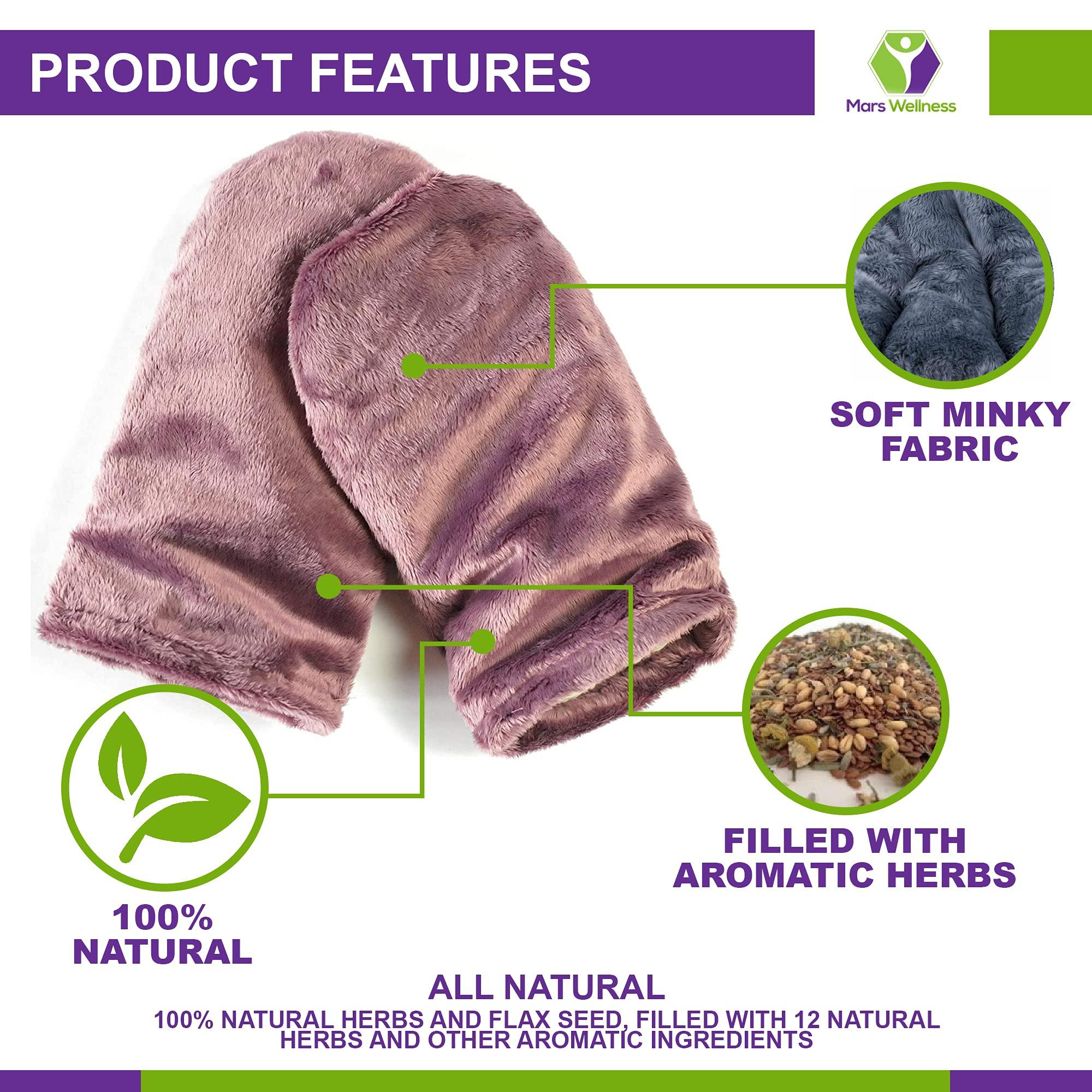 MARS WELLNESS Mars Wellness Heated Microwavable Mitts - Herbal Hot/Cold Deep Penetrating Herbal Aromatherapy Therapy Mittens with Flaxseed and Herbs - Trigger Finger, Inflammation, Carpal Tunnel - Muave