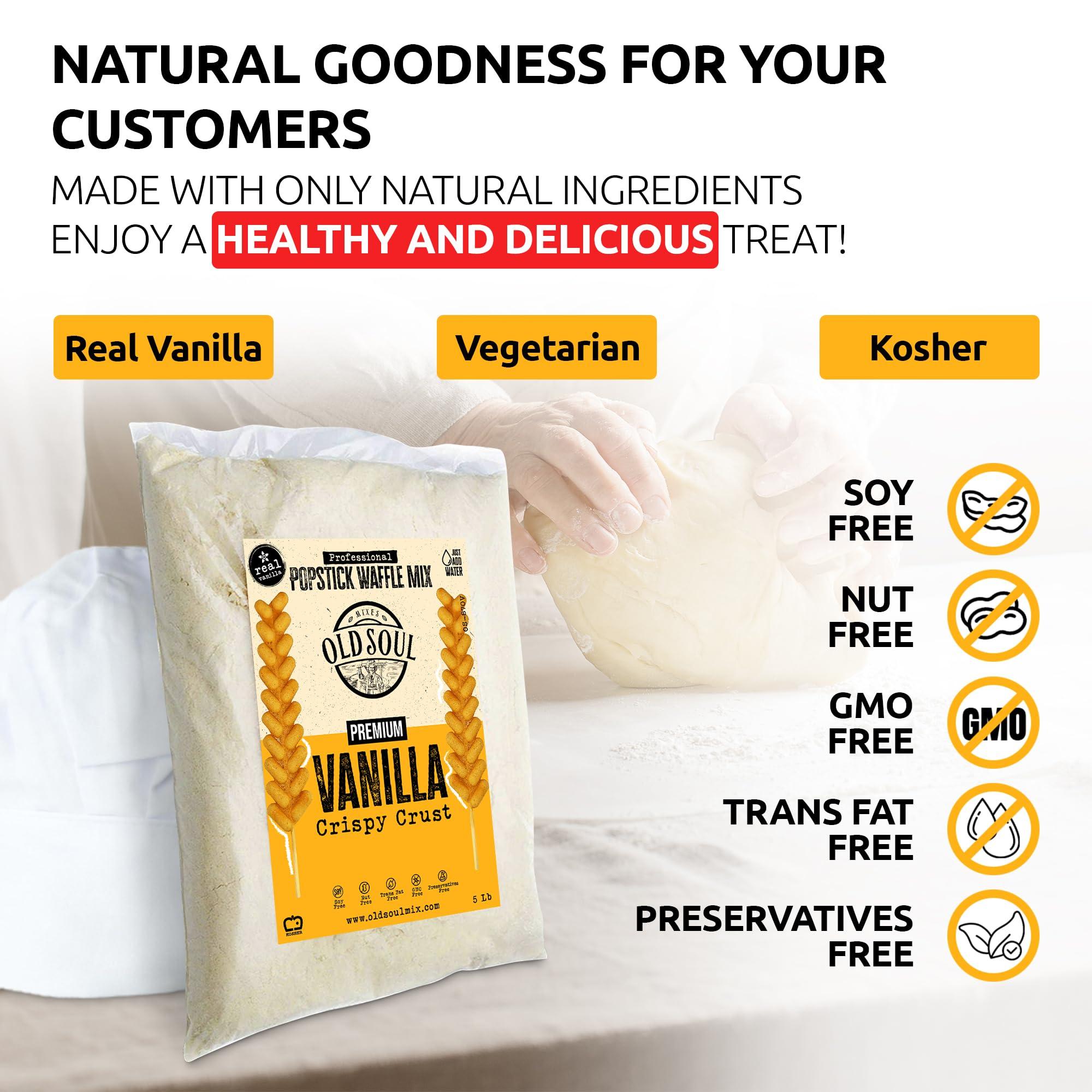 MIXES OLDSOUL OldSoul Professional Popstick Waffle Mix | Stick Waffles Dough Mix | Vanilla Flavor | 112 Waffles | 5 Lbs (5 Lbs, Traditional)
