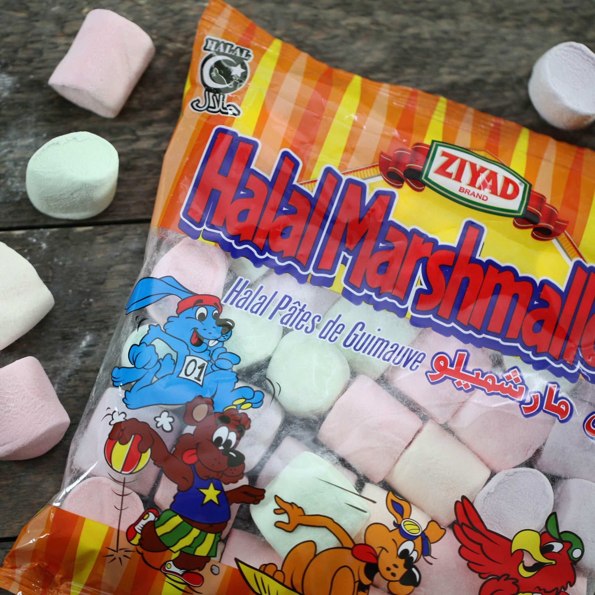 Ziyad Ziyad Gourmet Halal, Multi-colored Large Marshmallows, Fruity, Pork-Free, Egg-Free, Dairy-Free, Gluten-Free, Perfect for Holidays and Smores, 8.80oz