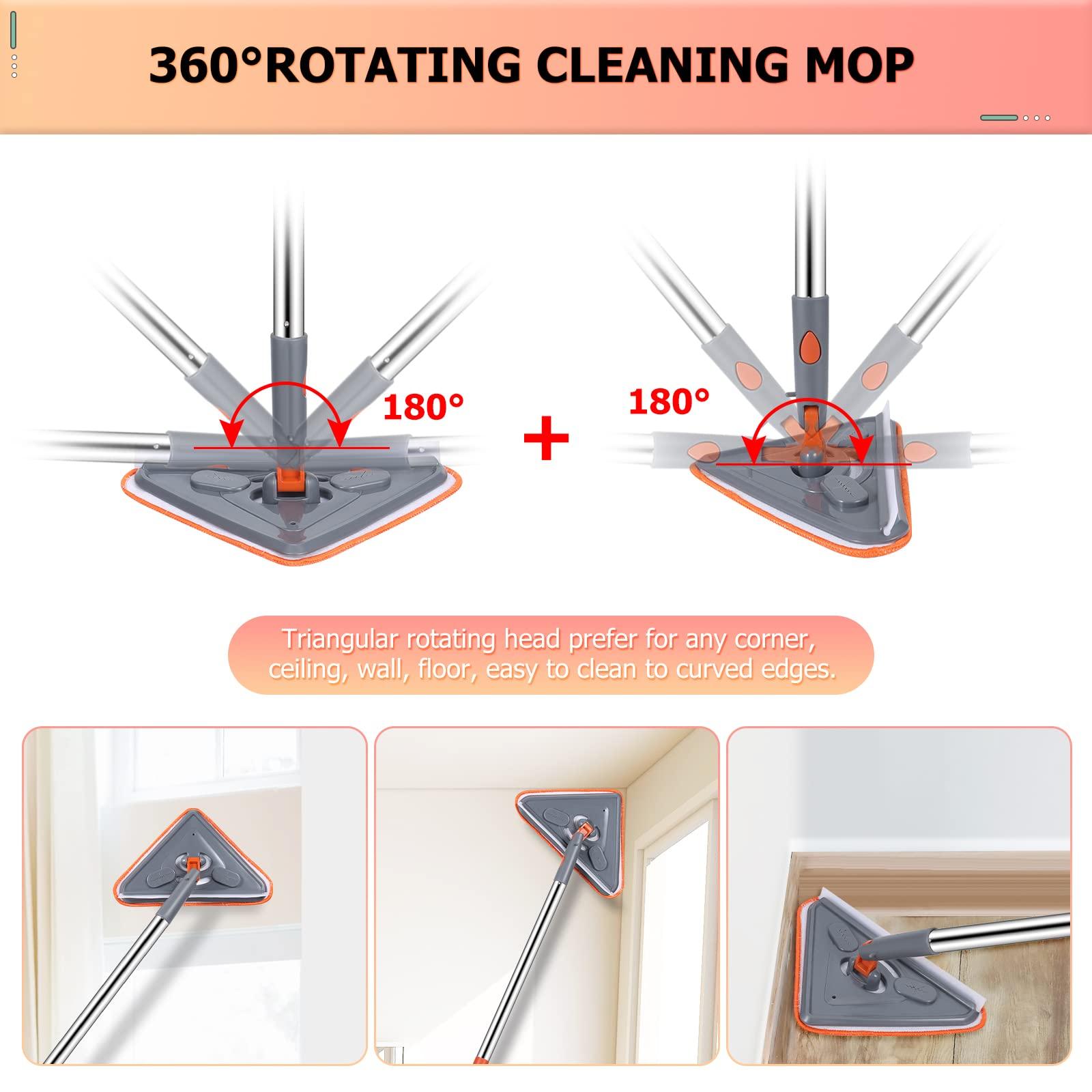 HoMerit Wall Cleaner 98 Inch Wall Cleaner with Long Handle,HoMerit Wall Cleaner Mop 360 Rotatable Adjustable Cleaning Mop,Ceiling Dust Mop,Wall Cleaning Tool for Walls/Baseboard/Floors,6 Replacement Pads