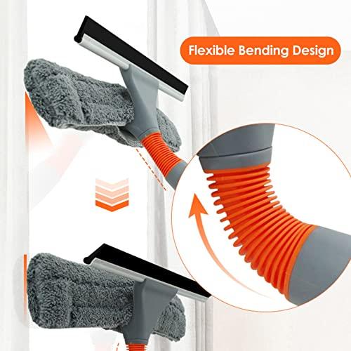 YXXSDP Home Bendable Window Cleaning Pole, Aluminum Safey Window Squeegee with Scrubber Combo, Window Cleaner for Porch Apartment Bathrooms (Size : Length 656cm/6.56m/21.5ft)
