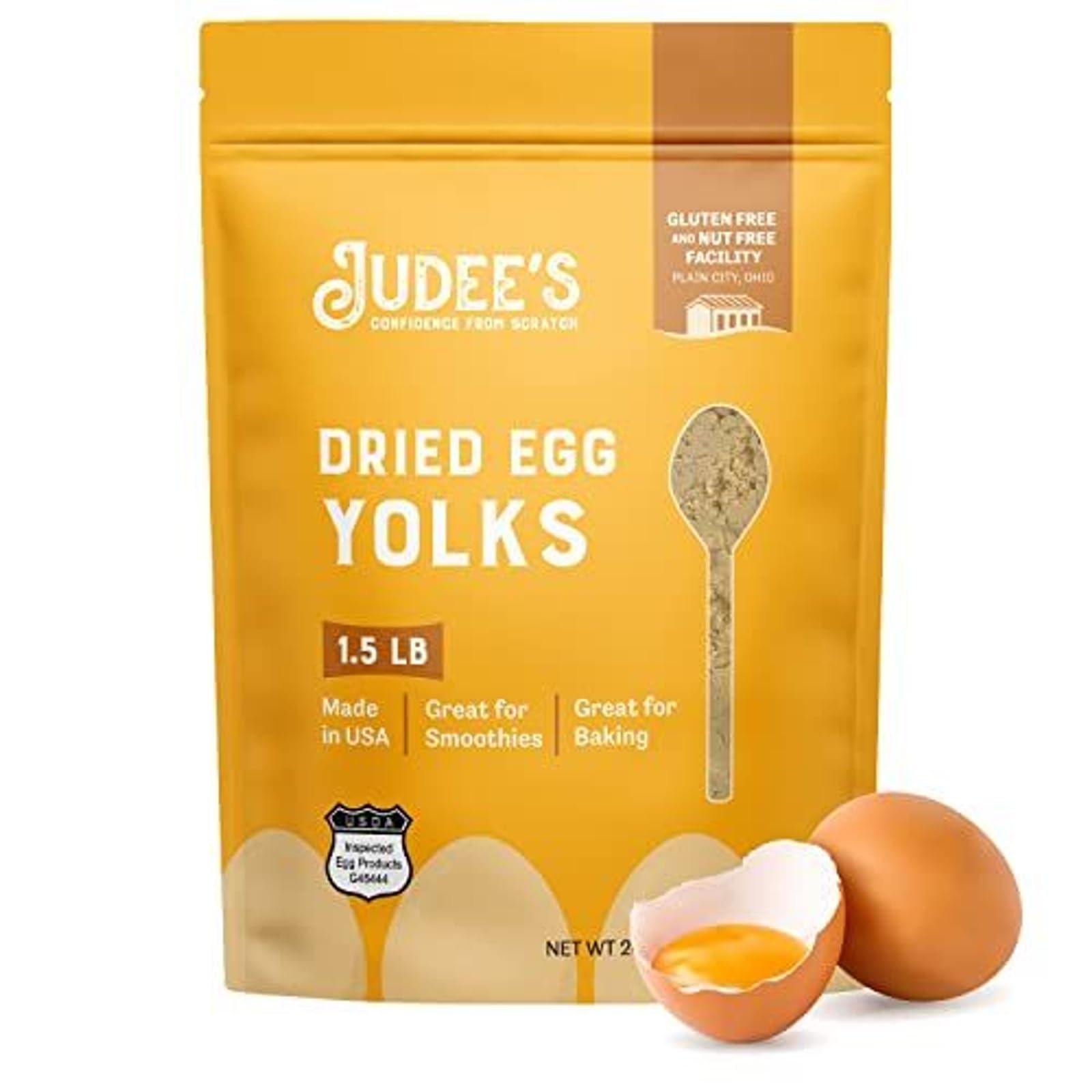 Judee's Gluten Free Judee's Dried Egg Yolk Powder - 1.5 lb XL Pouch - Baking Supplies - Delicious and 100% Gluten-Free - Perfect for Homemade Baked Goods, Sauces, Ice Cream Toppings, and More - Great Source of Protein