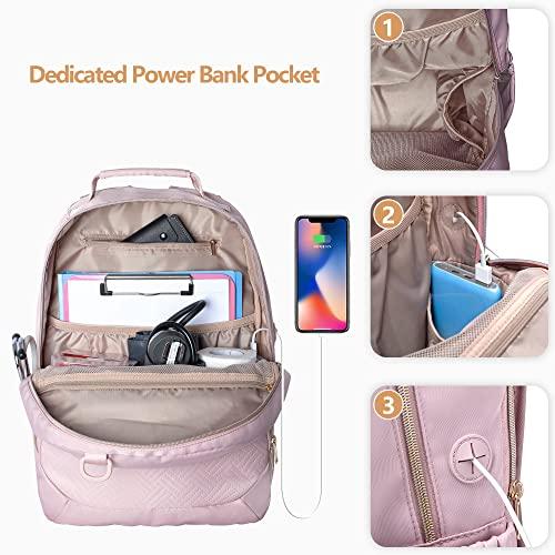 Fasrom Fasrom Nurse Bag Backpack for Work Women with USB Charging Hole, Home Health Clinical Bag with Laptop Compartment for Nursing Staff, Medical Assistants, Pink (Empty Bag Only)