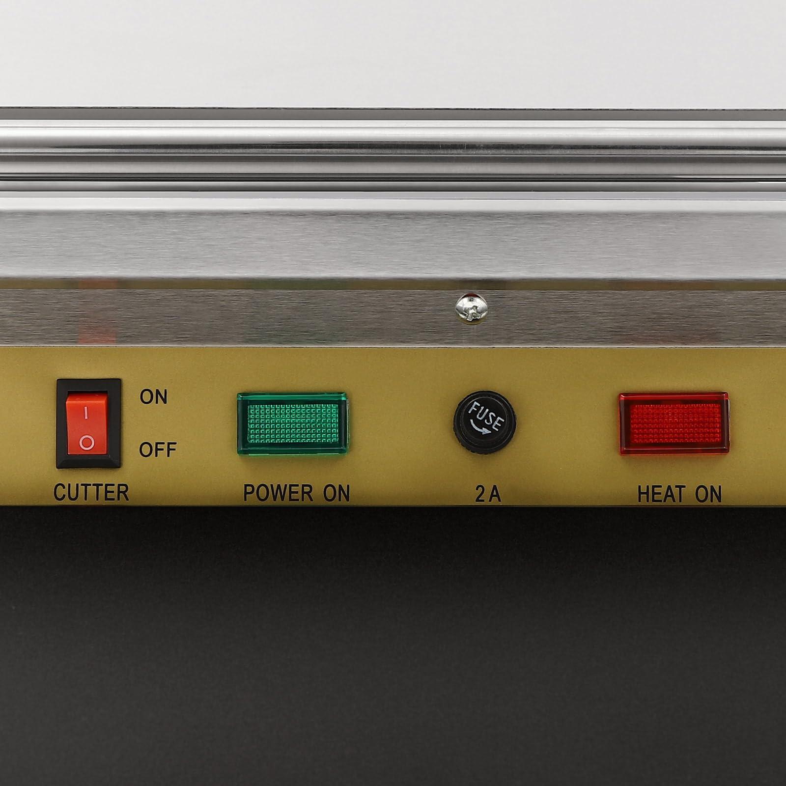 VPABES VPABES 18 Inch/45CM Hand Wrapping Machine Film Wrapper for Food Packaging, Large Tray Cling Film Wrapper Dispenser with 5-Level Adjustable Heat, Cutter and Heating Plate Individual On/Off Control