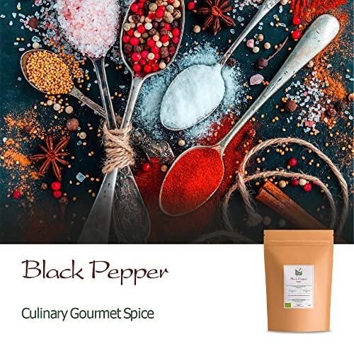 Valley of Tea Black Pepper Whole Corns Organic - Gourmet Black Peppercorn - Black Peppercorns For Grinder Refill - Grinder Peppers Peppercorns Whole Pepper Corns Pepper Corn For Grinding Pepper Whole Pepercorn 100g