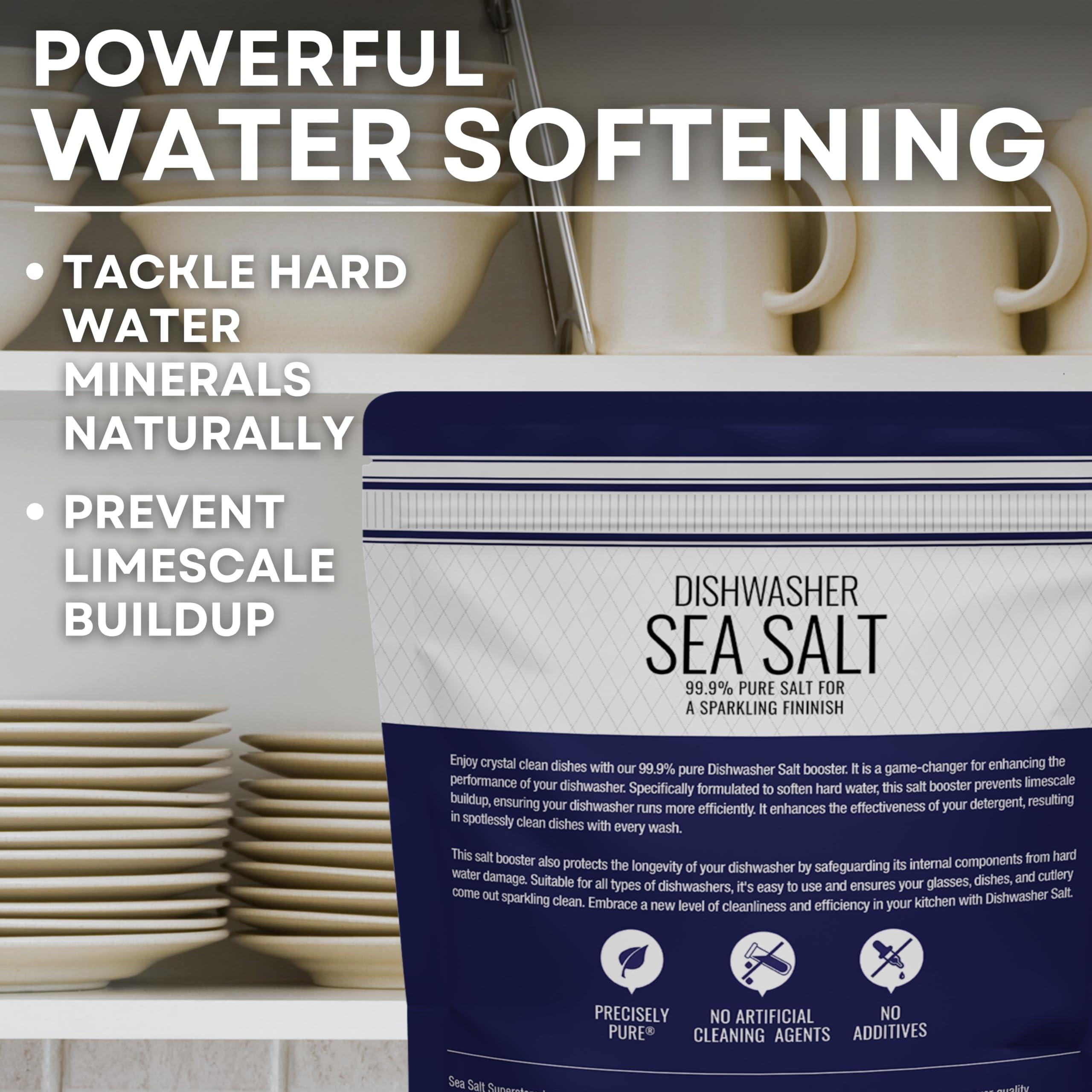 Sea Salt Superstore Dishwasher Salt - All-Natural Water Softener Salt for a Clean Finish - Compatible with Bosch, Miele, Thermador, Whirlpool Dishwashers and More - Food-Grade Coarse Sea Salt (10 lbs, 2 x 5 lb Bag)